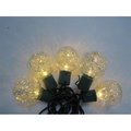 Winterland Winterland S-10G40TNWW-12G G40; Gold Tinsel 10 Warm White 5 mm. LED Green Wire Stackable Plug S-10G40TNWW-12G